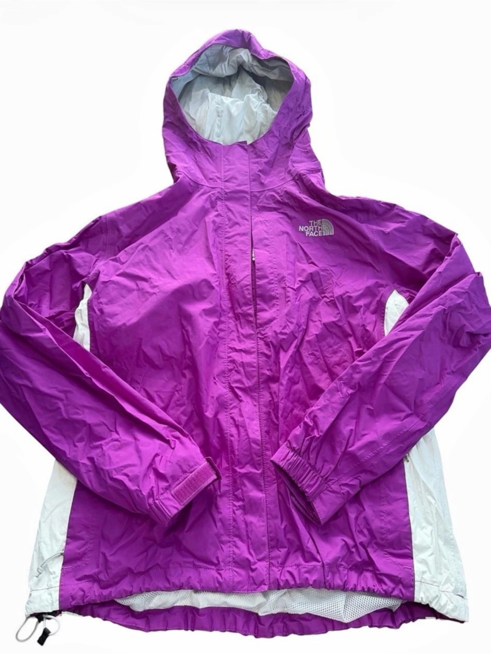 The North Face Womens Large HyVent Waterproof Rain Jacket Purple White Hooded